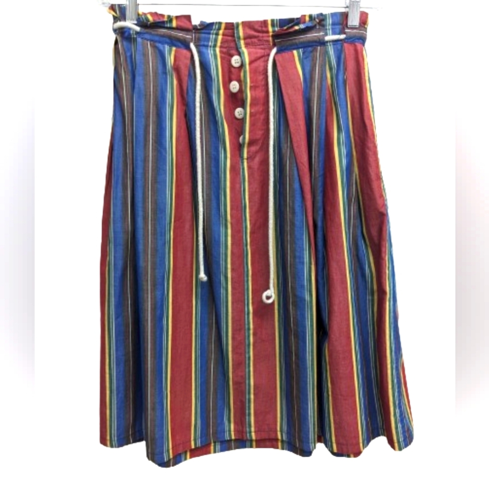 Striped Multicolor Button-Up Skirt